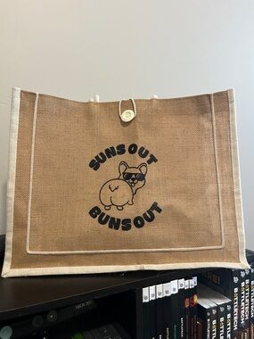 Beach Bags Burlap Corgi Suns Out Buns Out Tote Bag